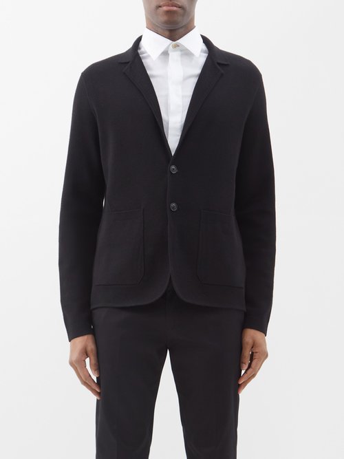Paul Smith Knitted Single-breasted Wool Blazer In Black