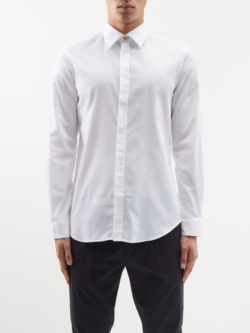 Paul Smith - Artist Striped-cuff Cotton-poplin Shirt - Mens - White