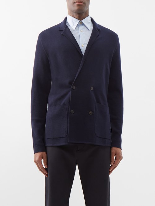 Paul Smith - Double-breasted Wool Blazer - Mens - Navy