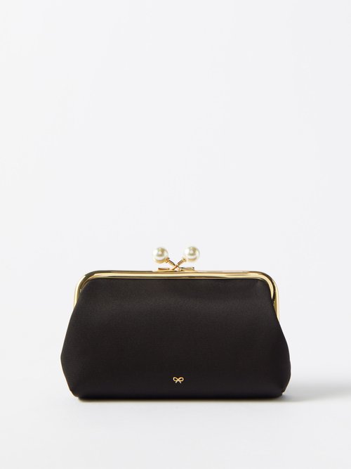 Anya Hindmarch Maud Recycled Satin Clutch In Black