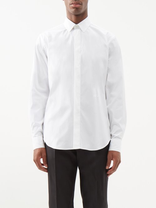 Versace - Logo-embroidered Cotton-poplin Shirt - Mens - White