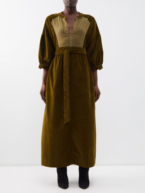 Wiggy Kit - New Market Cotton-corduroy Dress - Womens - Olive