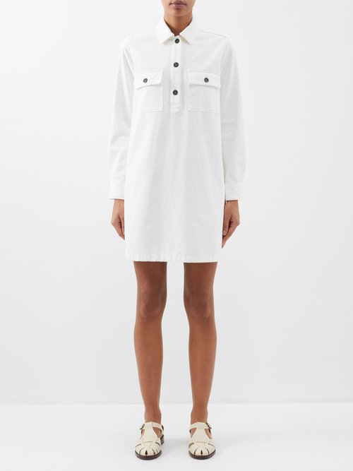 A.P.C. - Mia Cotton-twill Shift Dress - Womens - Off White