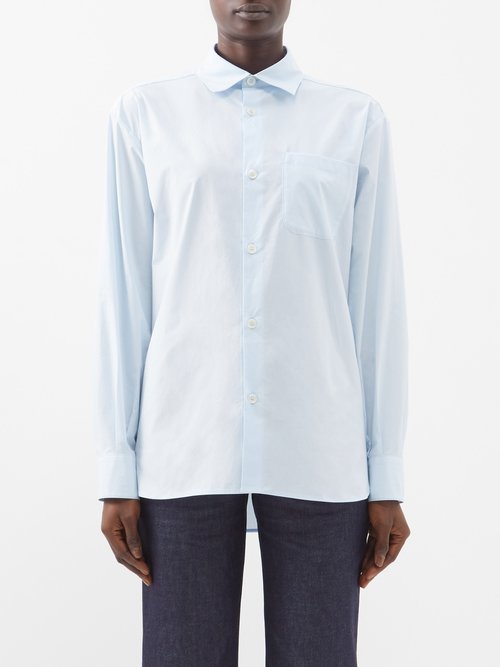 A.P.C. - Sela Patch-pocket Cotton Shirt - Womens - Light Blue