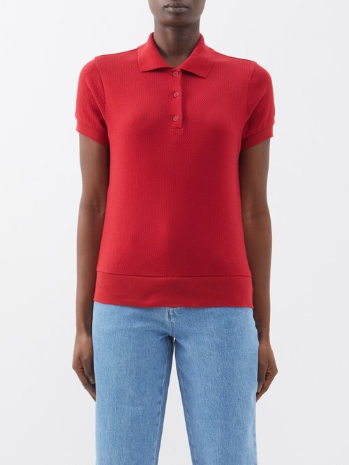 A.P.C. - Melissa Cotton-mesh Polo Shirt - Womens - Dark Red