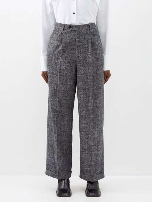 A.P.C. - Melissa Cotton-blend Tweed Tailored Trousers - Womens - Dark Navy