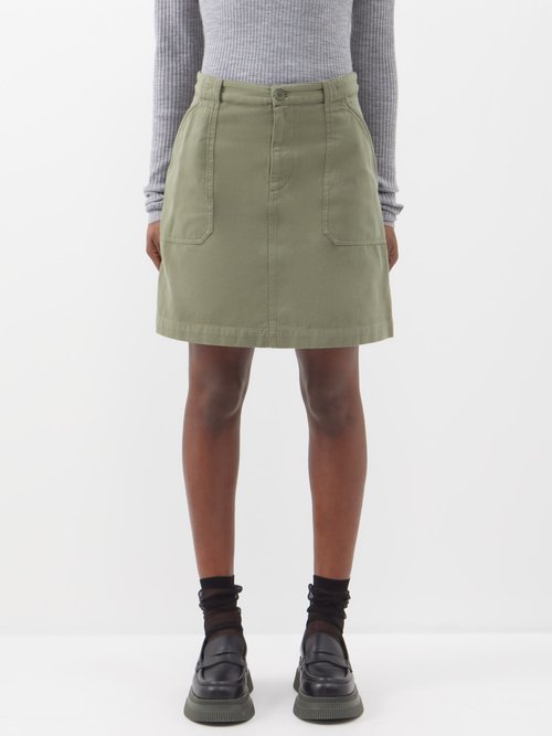 A.P.C. - New Lea Patch-pocket Cotton-canvas Mini Skirt - Womens - Khaki
