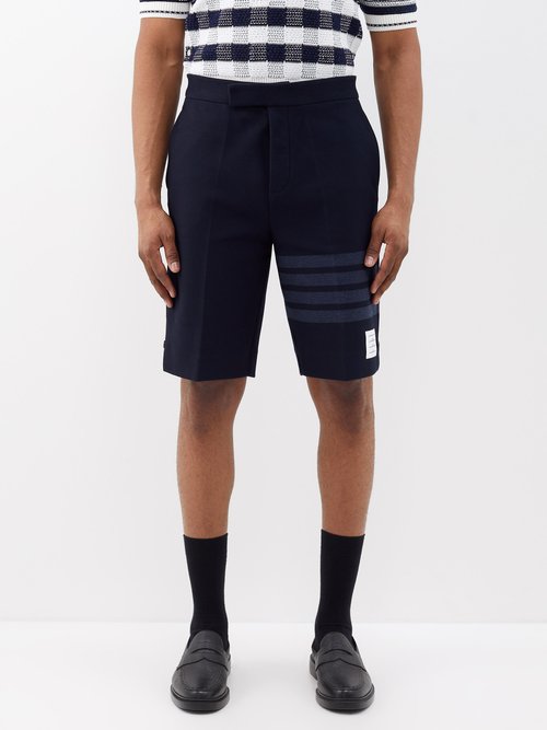 Thom Browne - Four-bar Cotton-twill Shorts - Mens - Navy