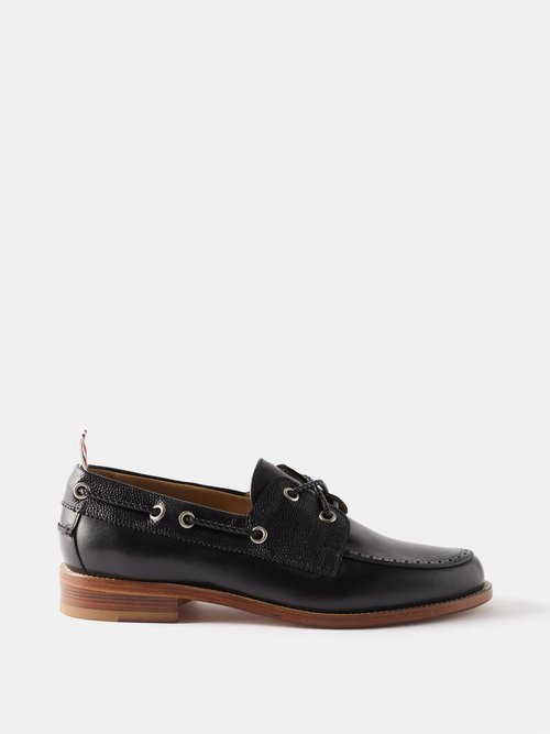 Thom Browne - Boat Pebbled-leather Shoes - Mens - Black