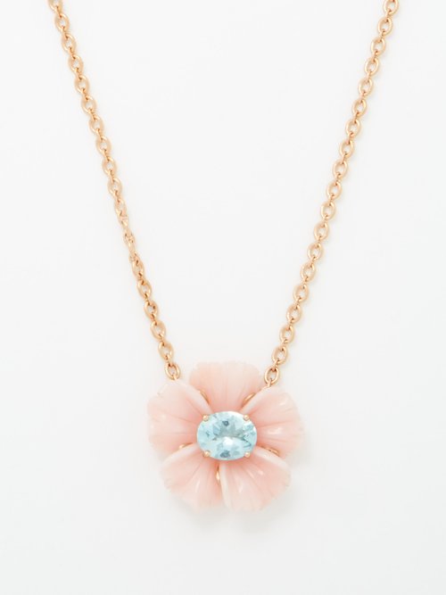 Irene Neuwirth Tropical Flower Opal, Aquamarine & Gold Necklace