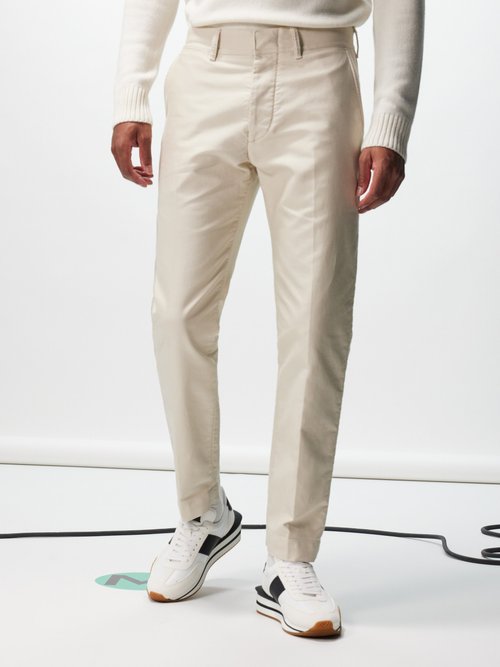 Tom Ford - Pressed-front Straight-leg Trousers - Mens - Cream