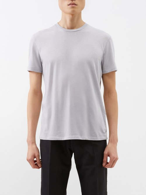 Tom Ford - Crew-neck Cotton-blend Jersey T-shirt - Mens - Light Grey