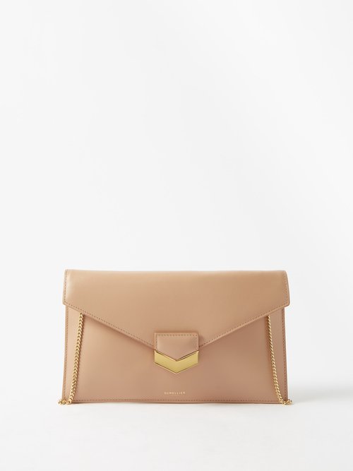 Demellier London Leather Clutch Bag In Light Pink | ModeSens