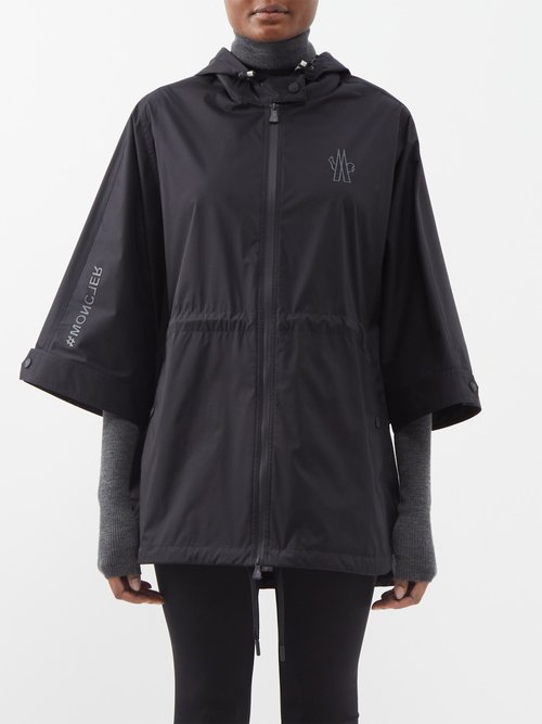 Moncler Grenoble - Vorassay Hooded Zipped Packable Poncho - Womens - Black