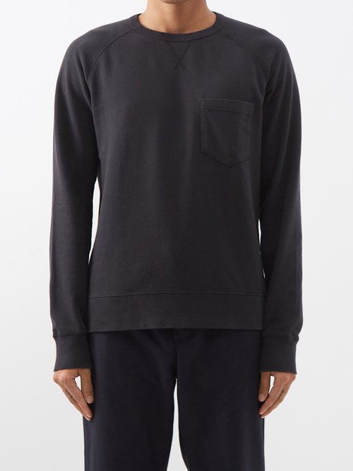 Officine Generale Chris Crew-neck Cotton-jersey Sweatshirt In Black