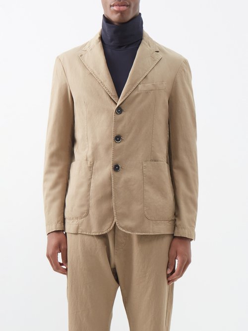 Barena Venezia - Single-breasted Cotton-blend Suit Jacket - Mens - Tan