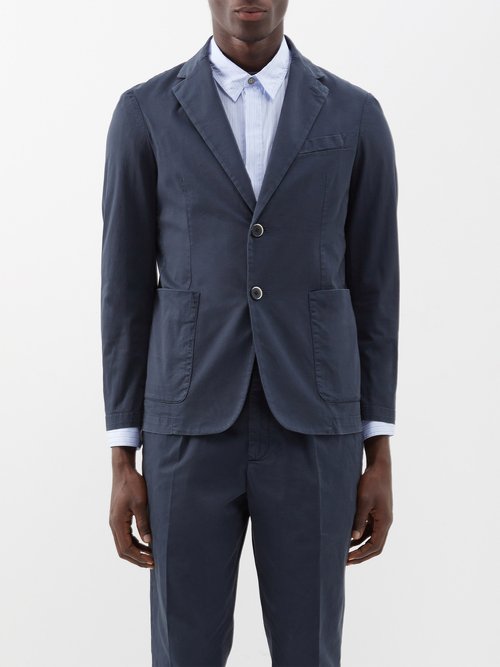 Barena Venezia - Borgo Single-breasted Cotton-blend Suit Jacket - Mens - Navy
