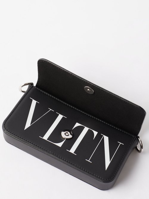 Black VLTN-print leather cross-body bag