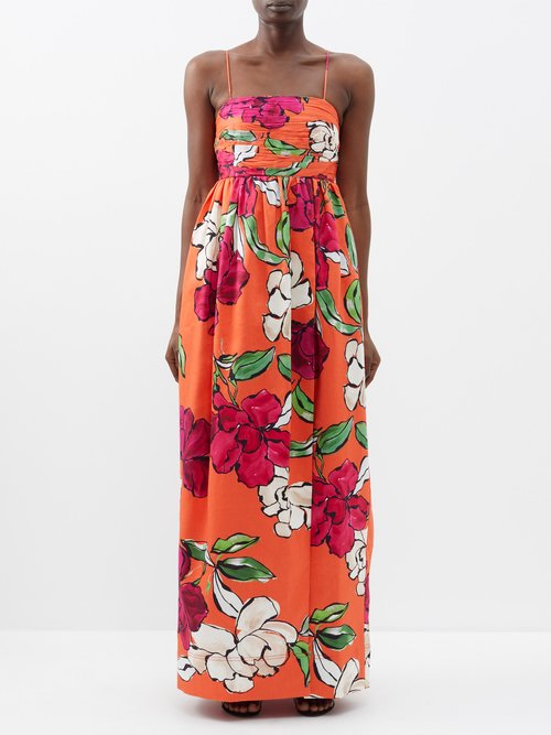 Monument Floral-print Linen-blend Maxi Dress