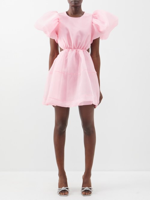 Simplicity Ruffle-sleeve Organza Mini Dress