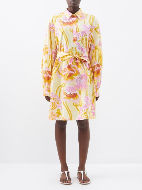 Emporio Sirenuse Odessa Floral-print Cotton-poplin Shirt Dress