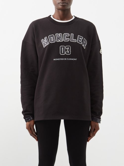 Moncler Logo-appliqué Cotton-jersey Sweatshirt In Black