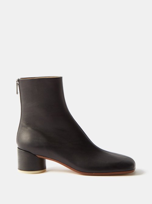 Mm6 Maison Margiela Back-zip Leather Ankle Boots In Black