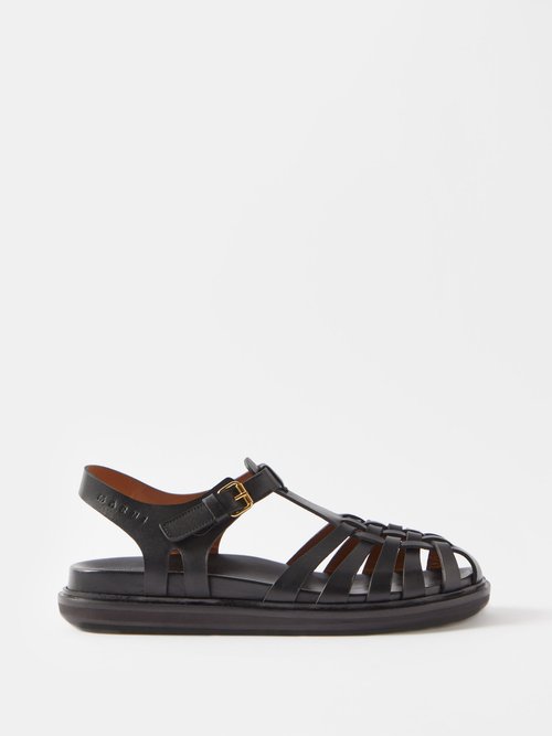 Marni - Fisherman Leather Sandals - Womens - Black