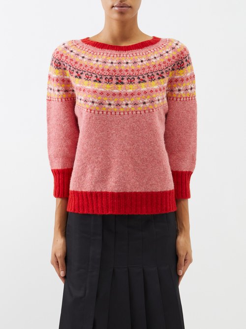 Molly Goddard Nessa Fair Isle-knit Sweater In Pink