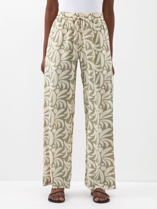 Matteau Printed Silk Crepe De Chine Wide-leg Pants In Cream Print ...