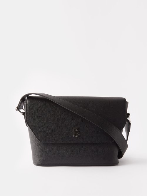 Burberry - Tb-monogram Grained-leather Cross-body Bag - Mens - Black