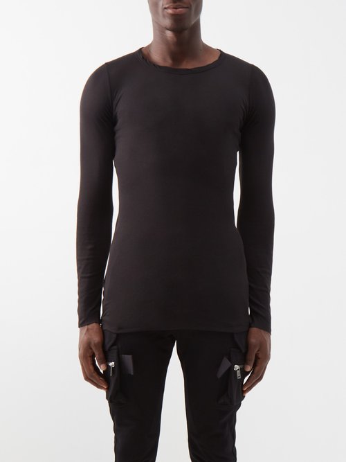 Rick Owens - Twist-neck Cotton-jersey Long-sleeved T-shirt - Mens - Black