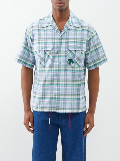 Marni - Check Cotton-voile Bowling Shirt - Mens - Green Multi