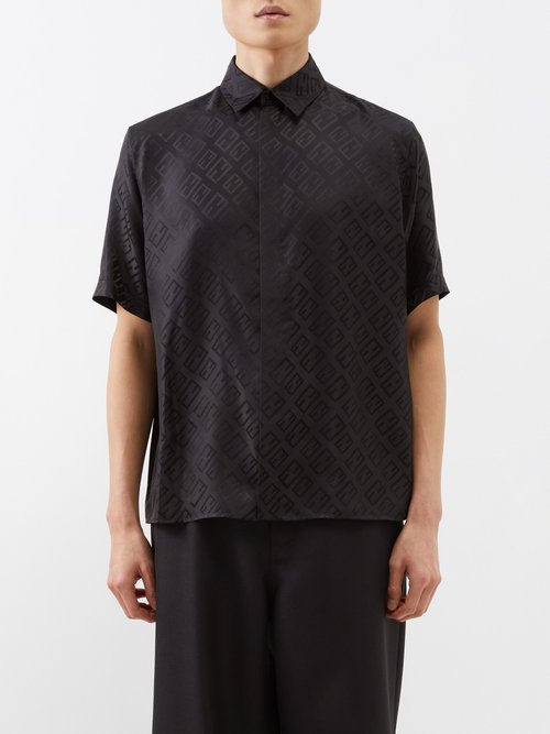Fendi - Ff Baguette-jacquard Silk Shirt - Mens - Black