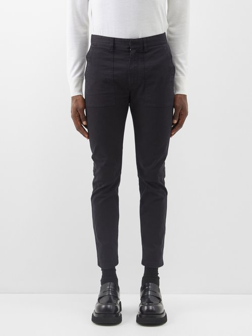 Fendi - Slim-leg Cotton-blend Gabardine Trousers - Mens - Black