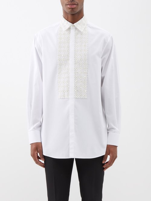 Valentino Embroidered Cotton-poplin Shirt