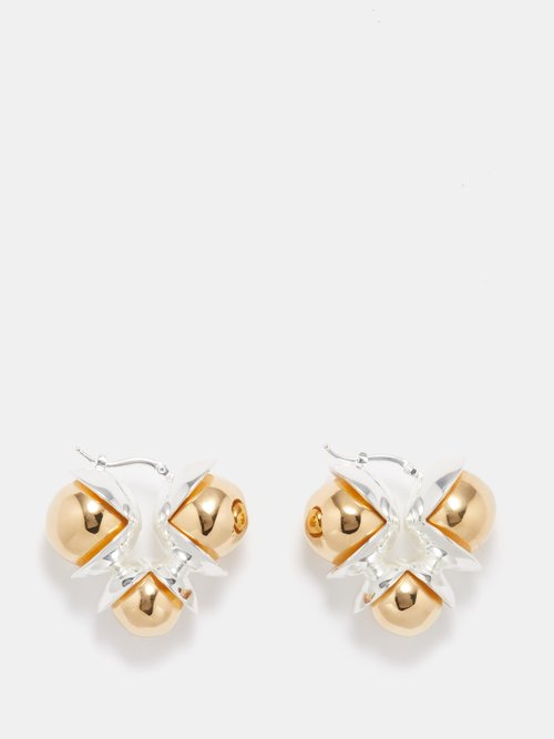 Jil Sander - Graphic Flower Beaded Earrings - Womens - Gold Silver