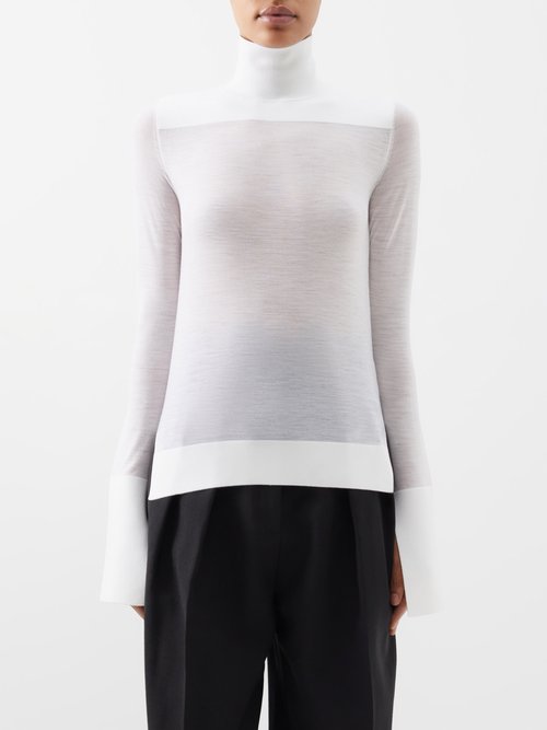 Jil Sander - Sheer-bodice Cotton-blend Sweater - Womens - Cream