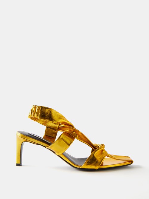 Jil Sander - Knotted-strap Metallic-leather Sandals - Womens - Gold