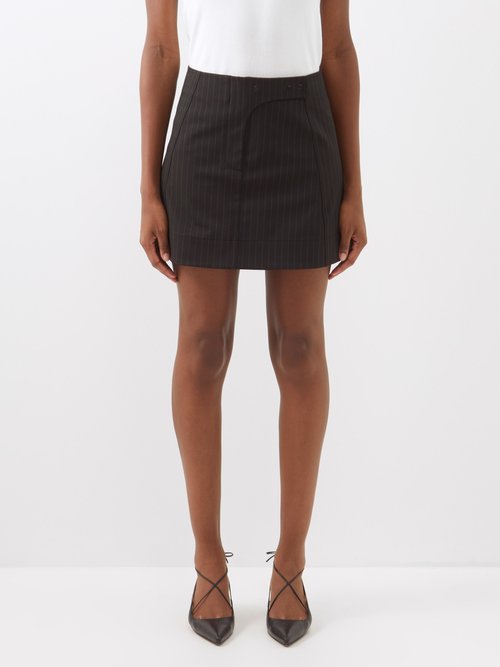 Ganni - Pinstriped Recycled Fibre-blend Twill Mini Skirt - Womens - Black
