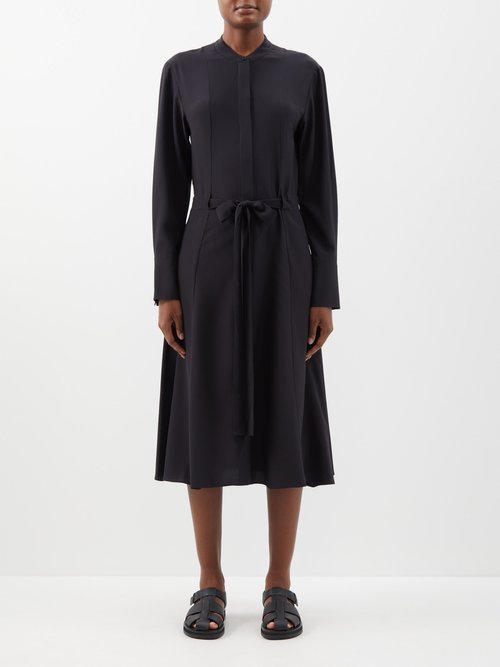 Joseph - Fairburm Silk Crepe De Chine Shirt Dress - Womens - Black