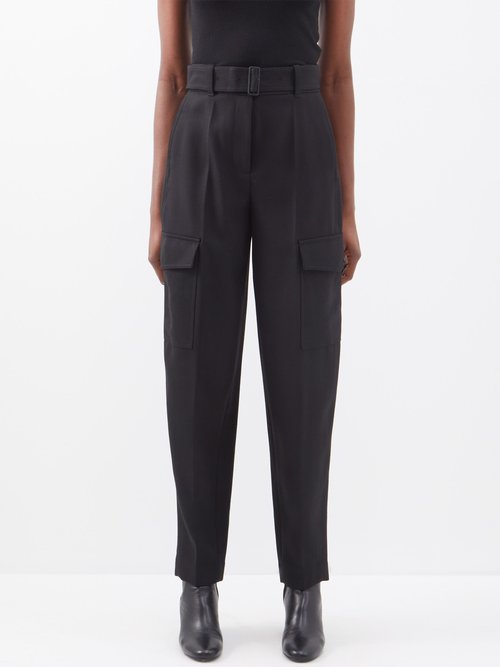Joseph - Devonport Flap-pockets Wool-blend Twill Trousers - Womens - Black