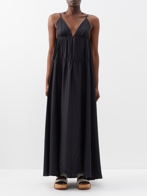 Joseph - Darnley Ruched Silk Dress - Womens - Black