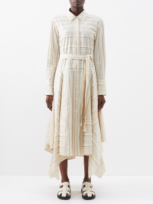 Joseph - Golford Striped Cotton-blend Shirt Dress - Womens - Beige