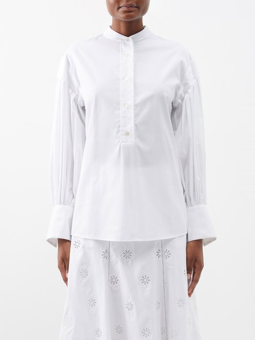 Joseph - Ampton Pleated-sleeve Cotton-poplin Shirt - Womens - White