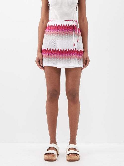 Missoni - Zigzag Knit Mini Skirt - Womens - Red White