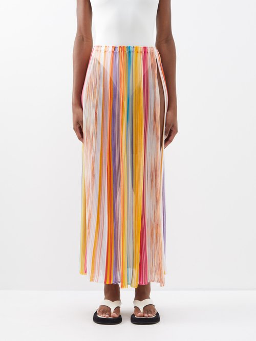 Missoni - Striped Side-slit Maxi Skirt - Womens - Multi Stripe