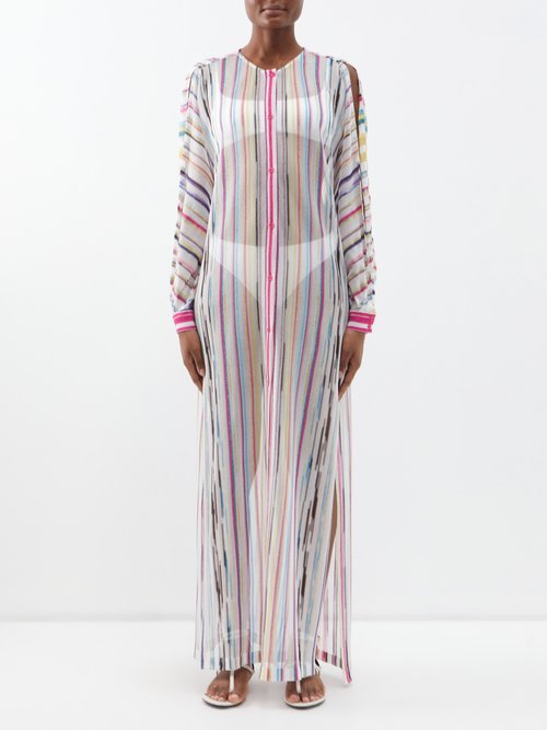 Missoni - Side-slit Striped Voile Kaftan - Womens - Multi Stripe