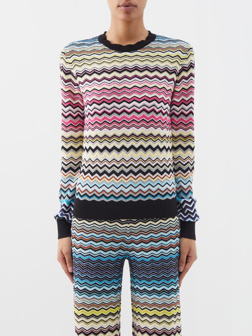 Missoni - Zigzag Crochet-knit Cotton-blend Sweater - Womens - Multi