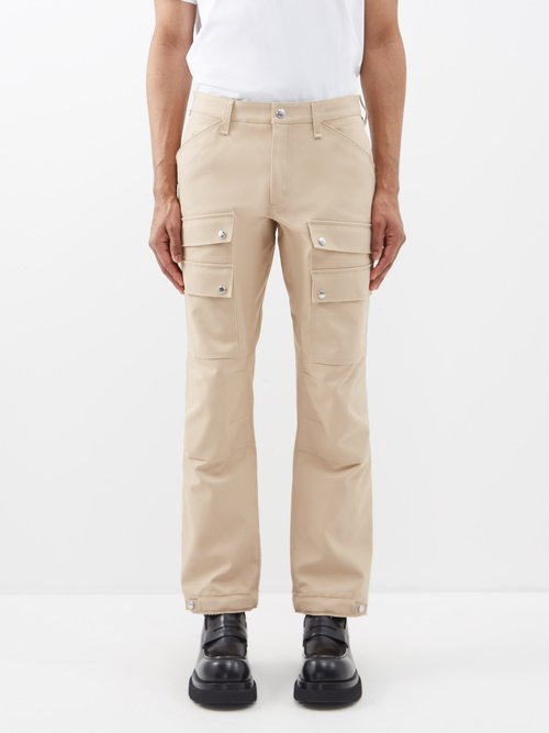 Burberry - Logo-embroidered Cotton Cargo Trousers - Mens - Camel